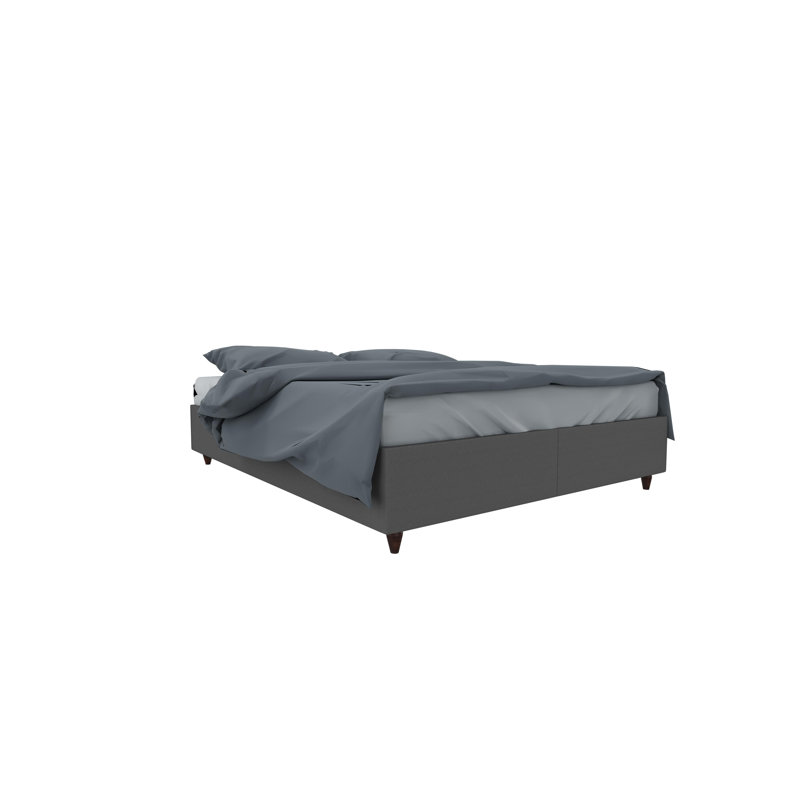 Lit plateforme à panneau de rangement tapissier, Très grand, Noir