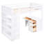 Lit mezzanine simple blanc avec tablettes, bureau - Structure en bois massif pour une durabilité supérieure et une optimisation de l'espace