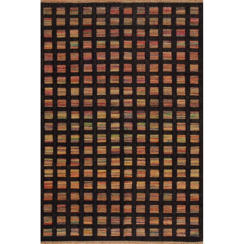 Metropolitan Flatweave Wool Area Rug in Black, Rectangle 8' x 10'