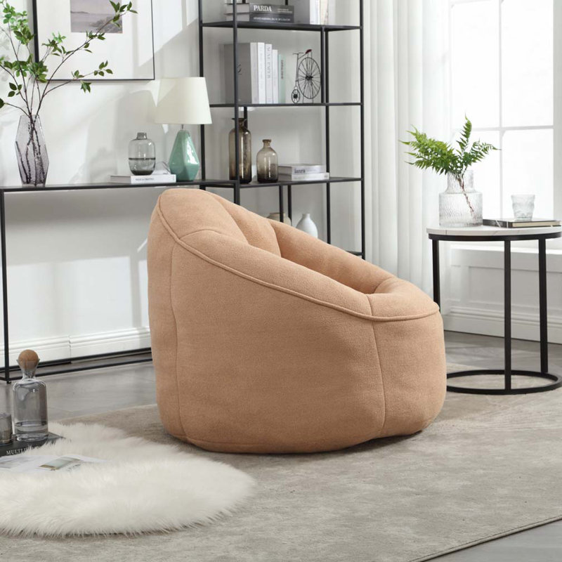 Fauteuil à billes rembourré avec repose-pieds, Tanné