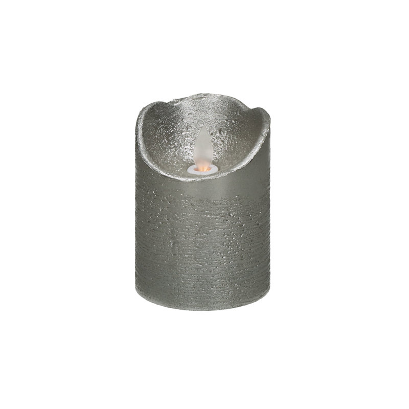 Unscented Flameless Candle, Silver, 15cm H x 7.5cm W x 7.5cm D