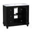 Meuble-lavabo noir, 36 x 18 x 34 po, 4 tiroirs 1 porte, lavabo en résine, tablettes réglables, bois massif et design contemporain