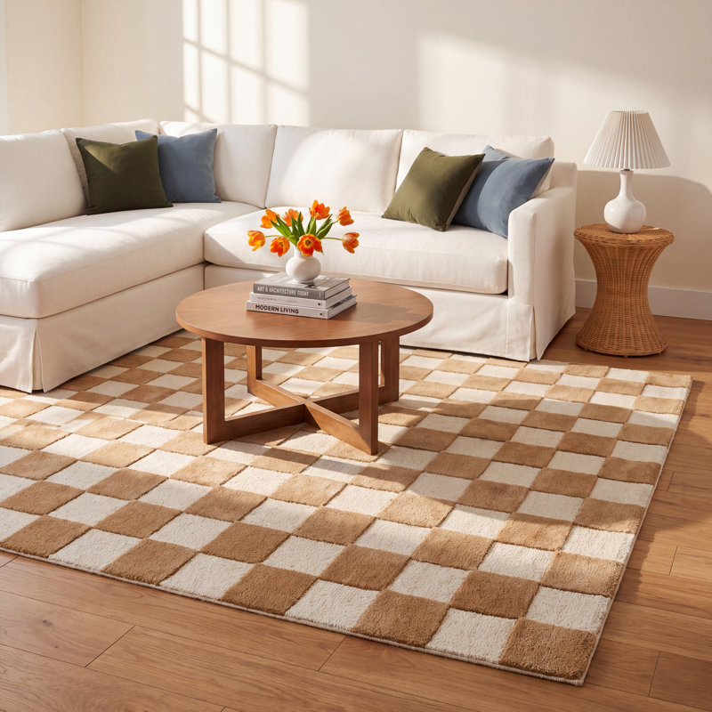 Jenna Tan Hand Tufted Area Rug, Rectangle 8' x 10'