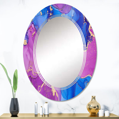 Mauve et turquoise luxueux abstrait fluide Art V - miroir mural moderne