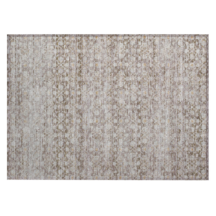 Machine Washable Indoor/Outdoor Xhevrie Taupe Rug