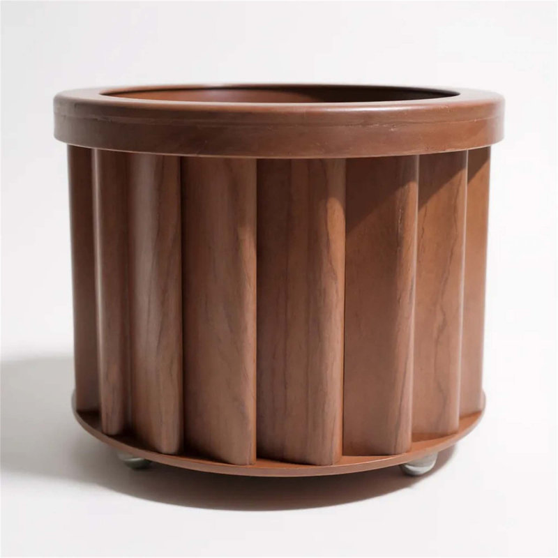 Round Strata Planter MD - Dark Brown, 6.25" H x 8.38" W x 8.38" D, Dark Brown