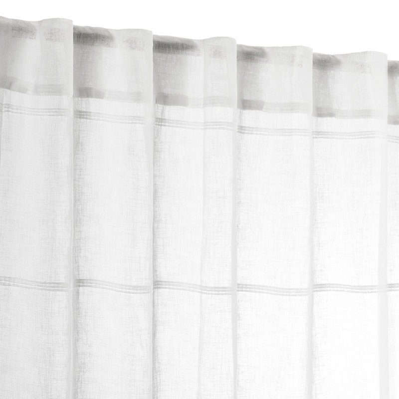 Lashya Premium Striped Faux-Linen Semi-Sheer Rod Pocket w/ Back Tab Curtain Panels, 55" W x 96" L, White
