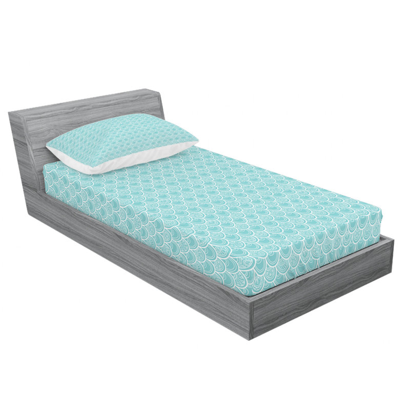 Microfiber Floral Fitted Sheet, Twin XL Sheet Set + Fitted Sheet + 1 Pillowcase, Ikat