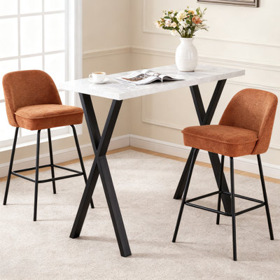 2 - Person Modern Dining Set 120cm Long Bar Table With Linen Bar Stool