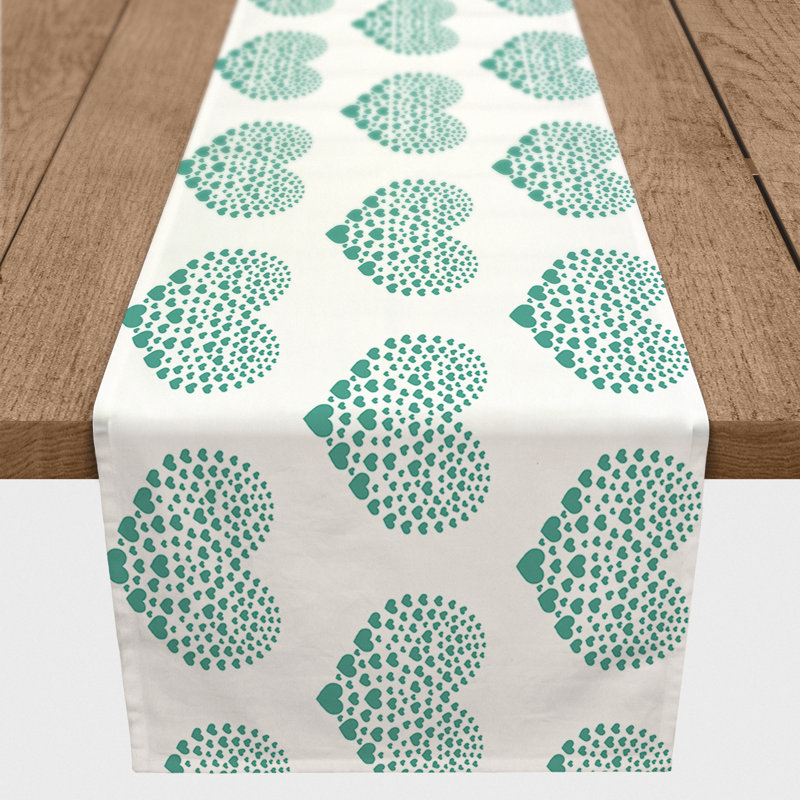 Ferrier Heart Table Runner, 72" L x 16" W, Teal