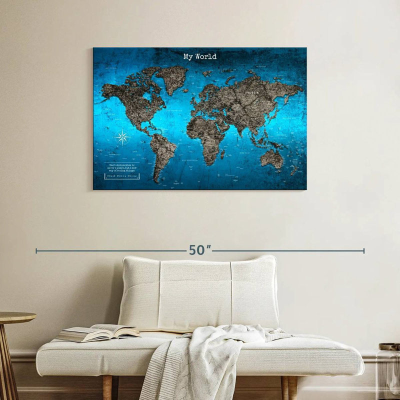 My World, punaise, voyage, Amrico III, H 26 po x l 39 po