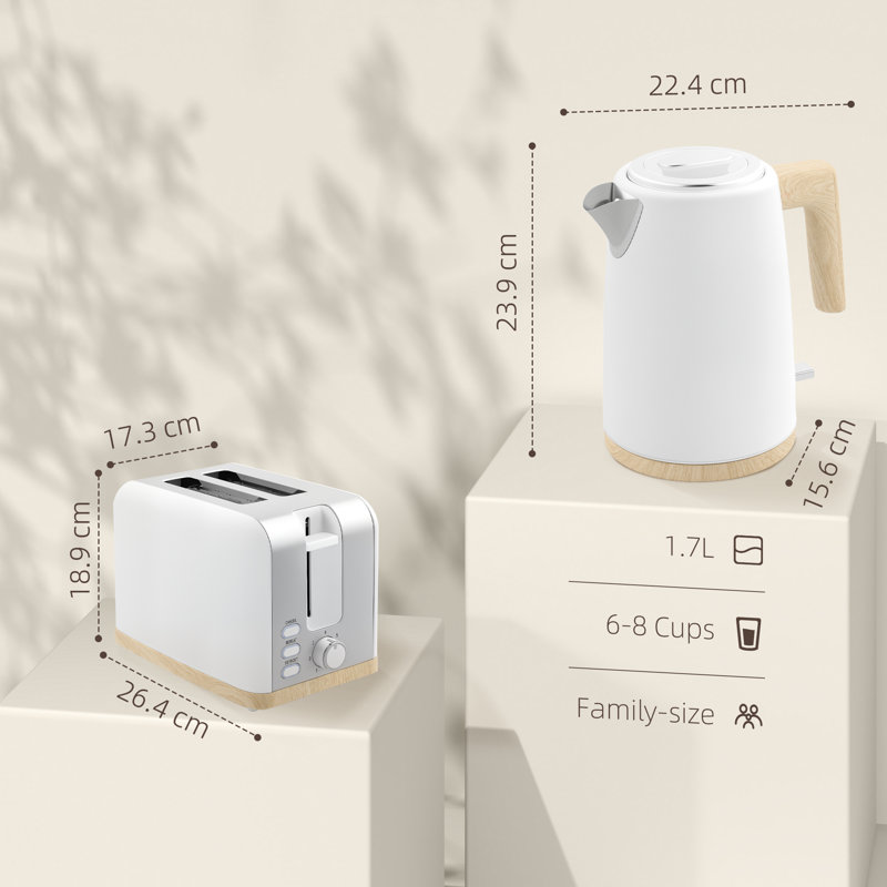 Kettle and Toaster Set, White