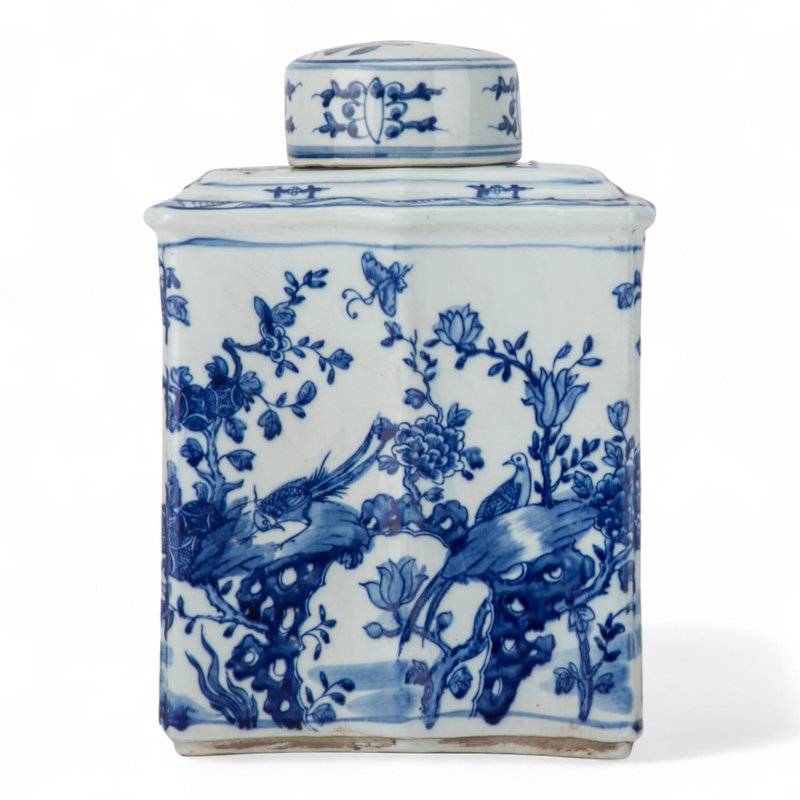 Blue and White Square Jar