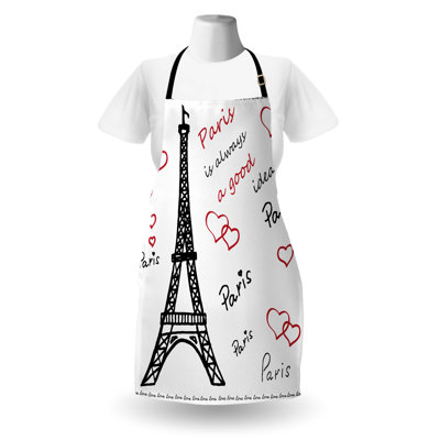 Dakota Fields Eiffel Tower tablier unisexe populaire Paris disant adulte taille rouge noir blanc