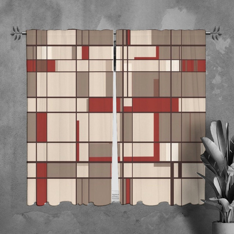 Rideaux de fenêtre Mondrian, H 61 po x l 20 po