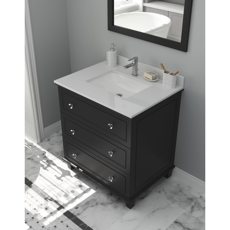 Ensemble de meuble-lavabo simple 30 po Medina, Quartz blanc, Espresso