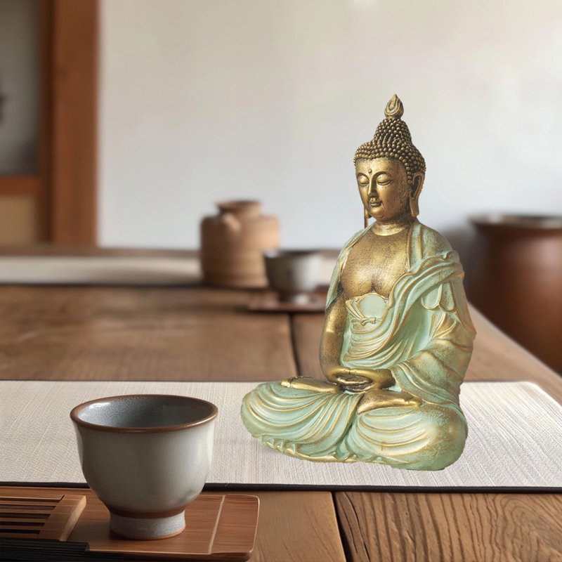 Statue de Bouddha pour la décoration intérieure, H 7,5 po x l 5 po x P 3,5 po, Or