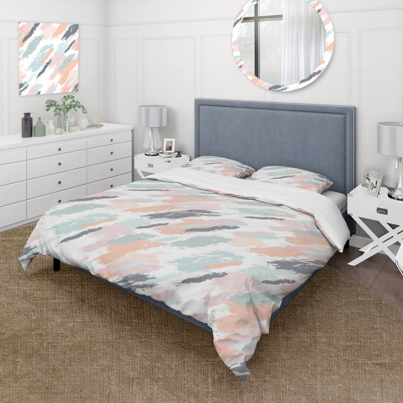 Ensemble de housse de couette Boho II rose et vert Boho, Housse de couette très grand et 2 très grandes t