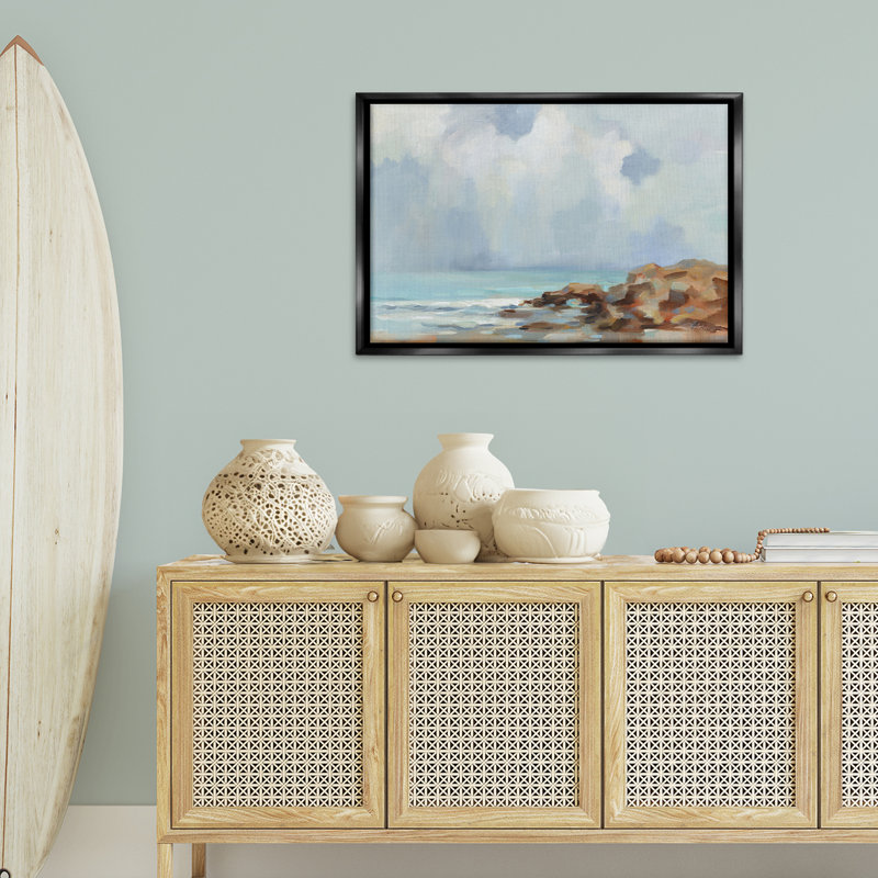 «Morning at Stone Beach», toile flottante encadrée grise par Silvia Vassileva, Cadre flottant noir de jais, H 21 po x l 31 po