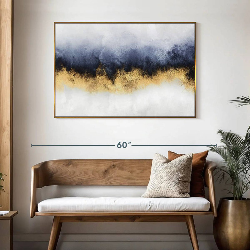 Ciel I, 46 po x 31 po, Cadre flottant doré