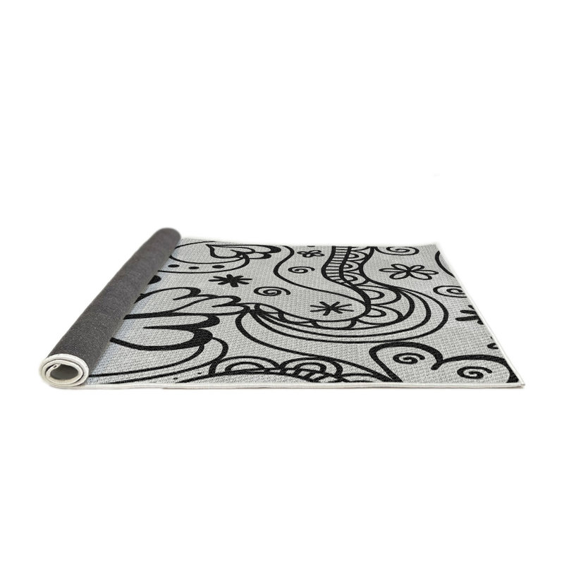 Tapis noir/blanc à motifs, Rond 3 pi