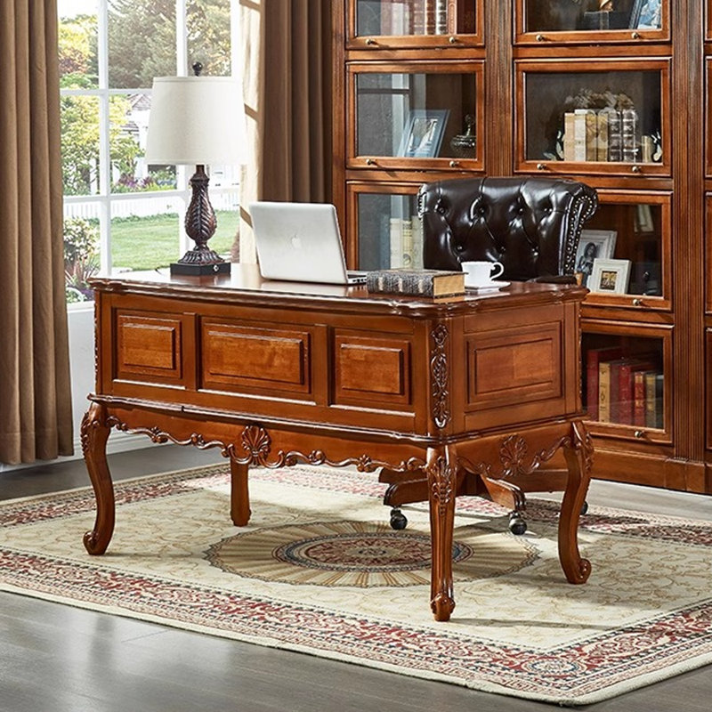Bureau en bois massif de style européen, H 31,5 po x l 47,24 po x P 25,59 po