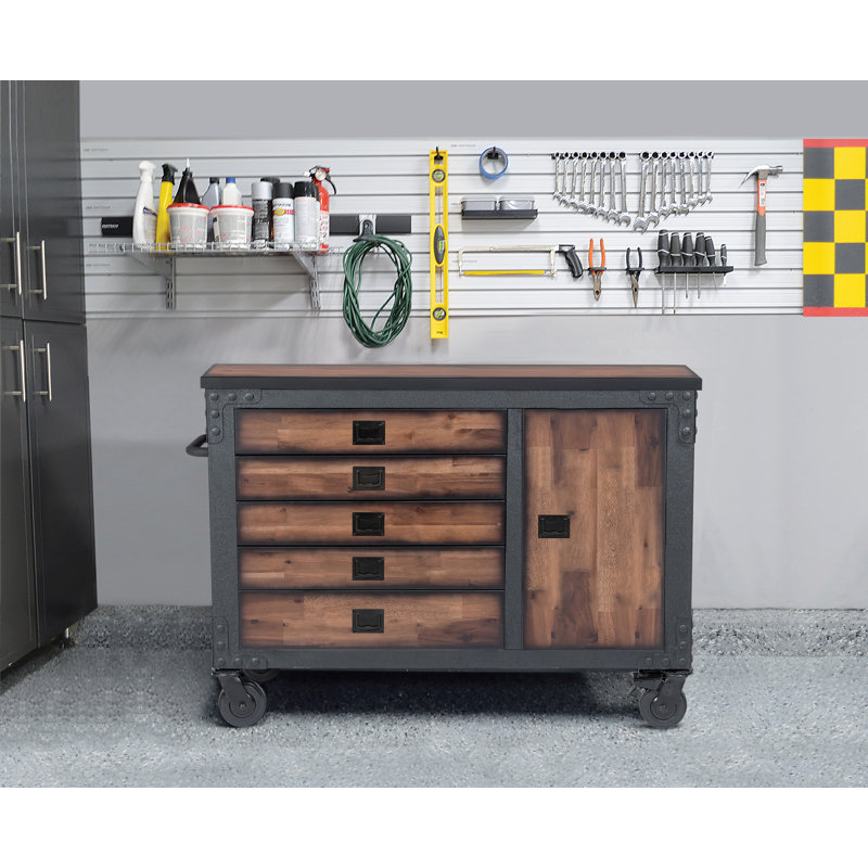 48'' W 5 -Drawer Steel Bottom Rollaway Chest with Wheels