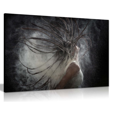 Panther Print Fine Art Prints Woman Flips Dreadlocks Hair With Dust Portrait Artistic Framed Canvas Prints, Pictures For Home Walls, Bedroom, Living Room & Bathroom Decor - Wrapped Canvas Art Prints