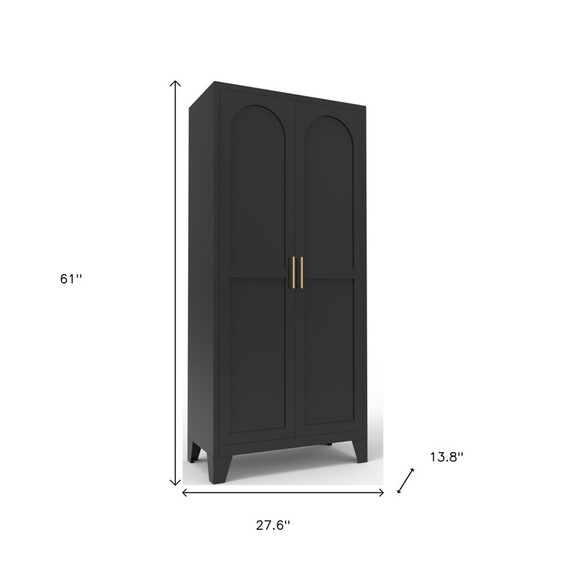 Garde-manger 61 po en acier inoxydable noir avec placard à portes arquées