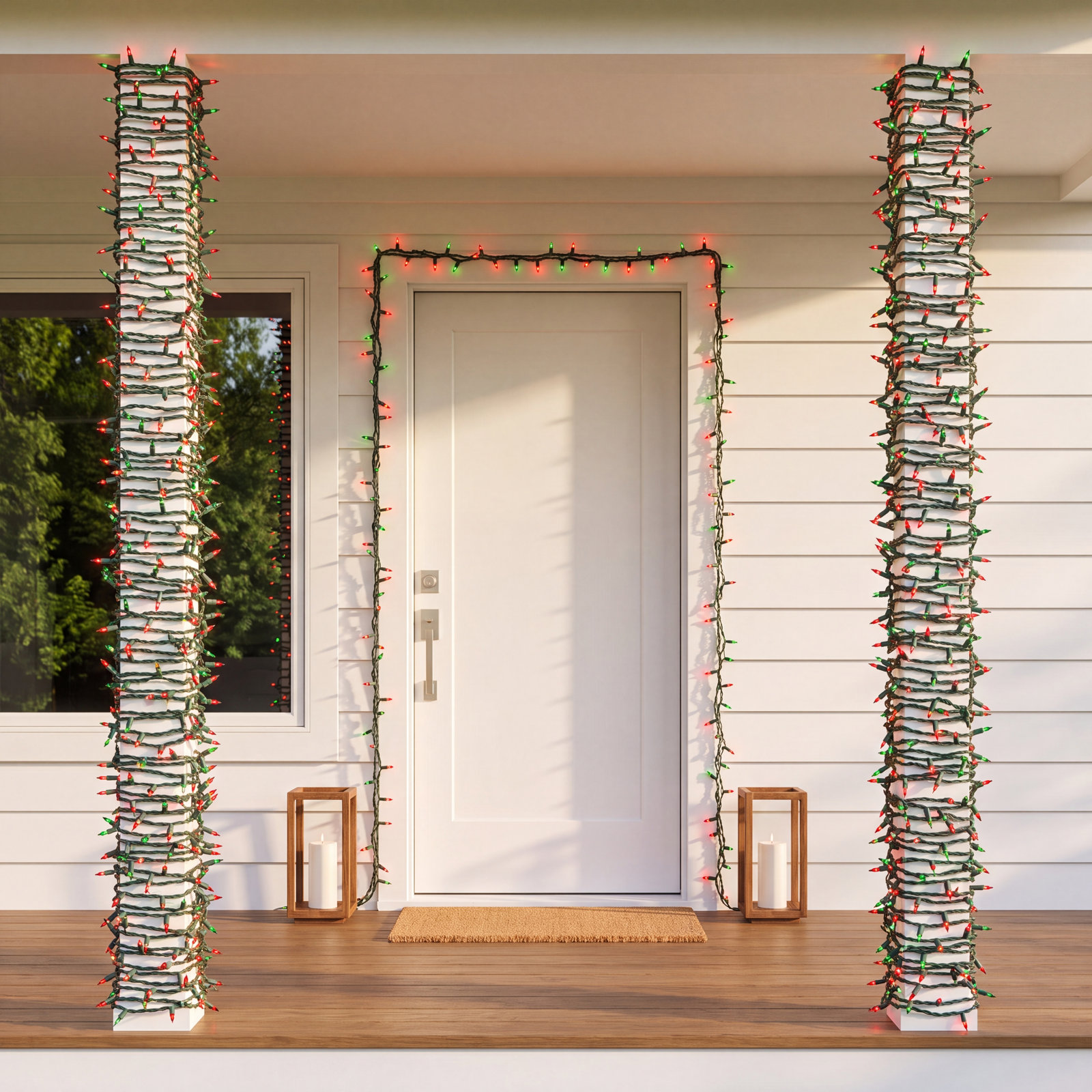 300-Light Garland Glass String Lights, Red and Green