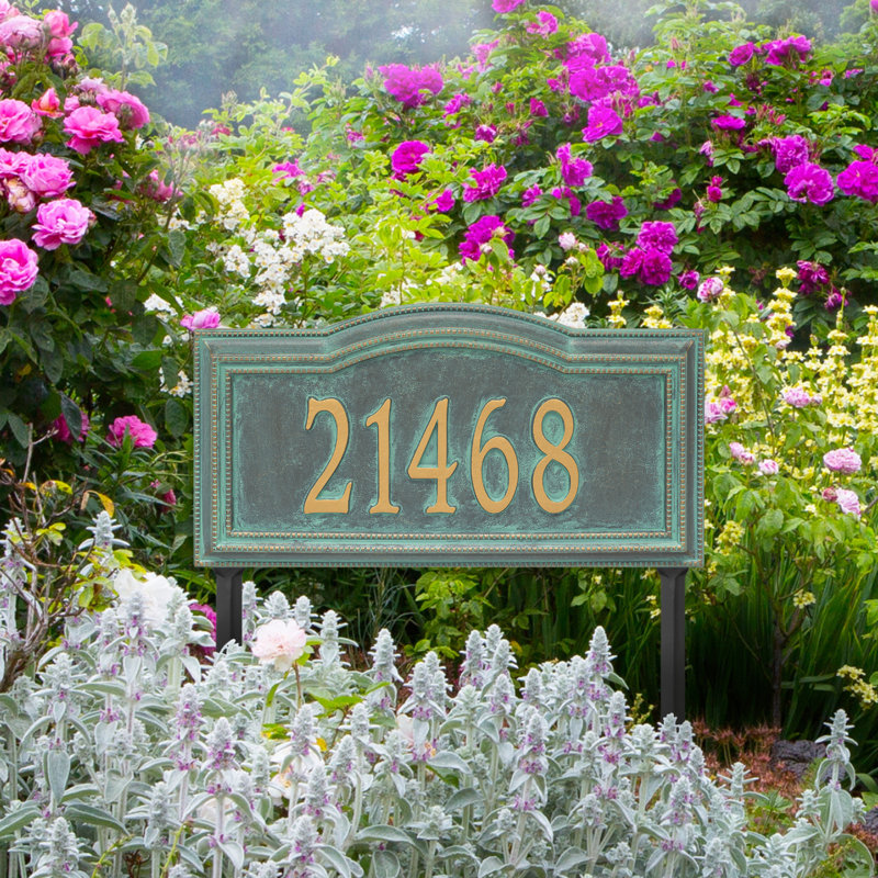 Plaque d'adresse sur 1 ligne Signature Series, Oui, Vert-de-gris, Bronze
