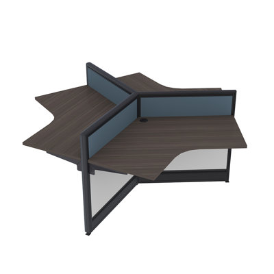 Emerald Cubicles 3 Pack 120 Degree Small Powered Workstations Library Study Desk Cubicles 3x3x39"H
