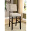 Chaises de bar à hauteur de comptoir, 2 pièces, touche rustique, tissu semblable au lin, bois massif, garniture cloutée, noir antique