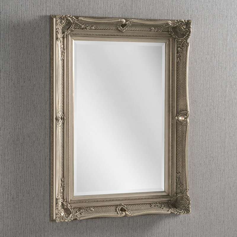Albertville Wood Flat Wall Mirror, Silver