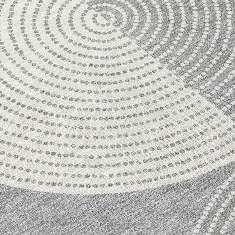 Machine Washable Indoor/Outdoor Howle ACN2275 Geometric Rug, Round 8'