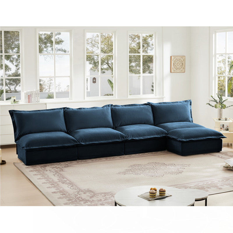 Canapé modulaire confortable pour repose-pieds, Bleu