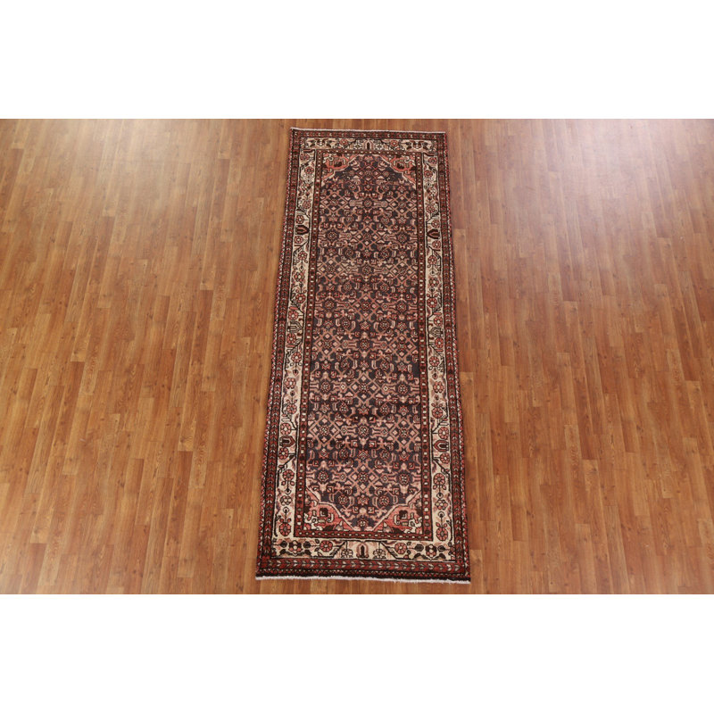 Tapis de couloir géométrique persan à motif géométrique noué à la main 4 x 10