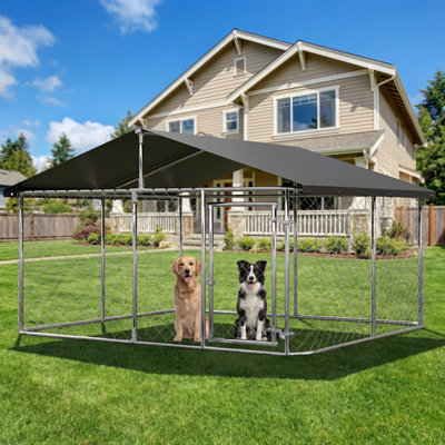 9.8×9.8FT Outdoor Dog Enclosure Heavy Duty Dog Kennel House Mesh Dog Big Cage Pet Kennel Steel Fence with Secure Lock