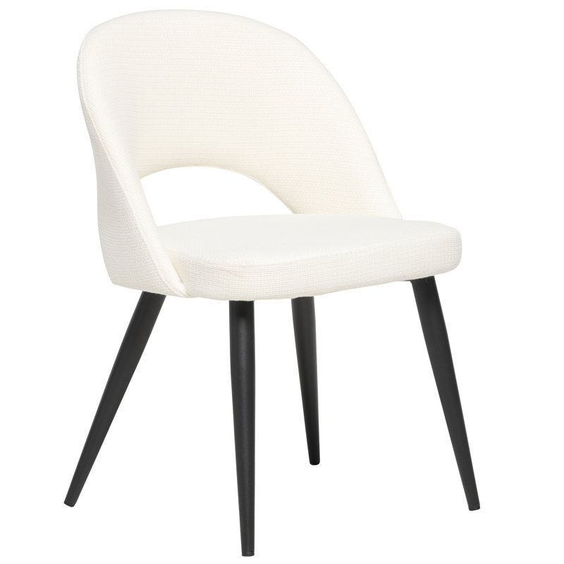 Chaise d'appoint en tissu Albeiro, Blanc cassé, Noir