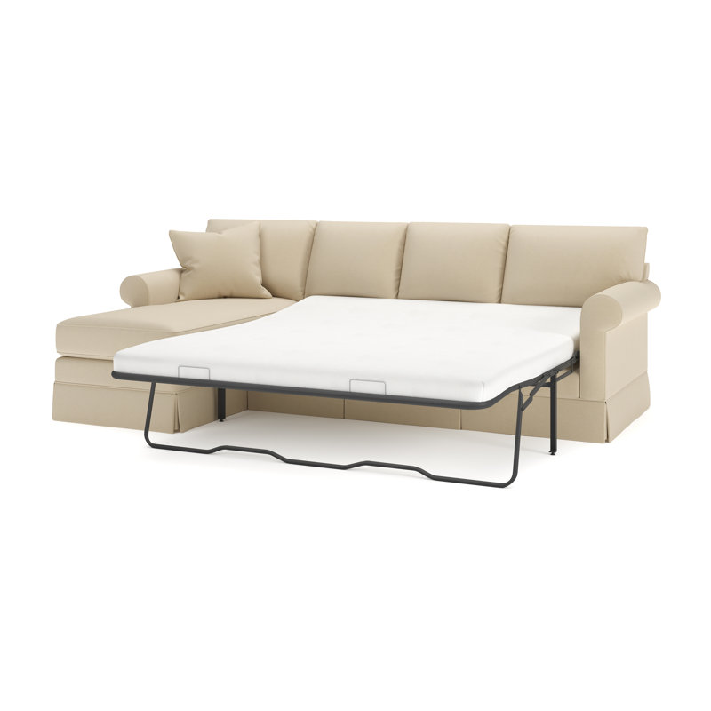 Friedman 2 - Piece Upholstered Sleeper Sectional, Left Hand Facing, Bayou Stone Canvas