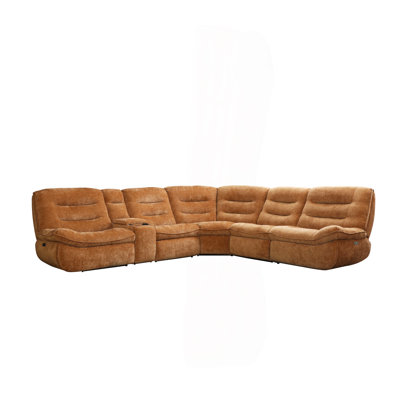 Orange Chenille Power Motion Sectional Sofa