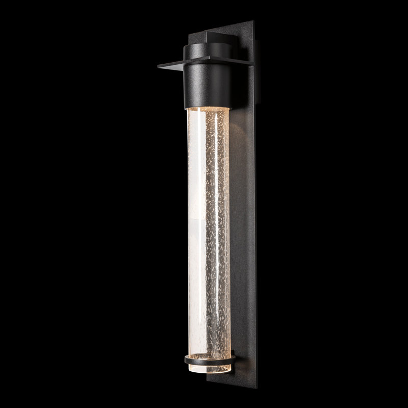 Plafonnier encastré d'extérieur Airis, Transparent avec grains, H 33 po x l 6,8 po x P 4,6 po, Noir bord de mer