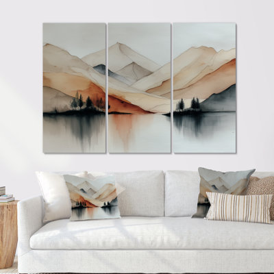 Watercolor River Drift Mountains - ensemble d'art mural montagnes