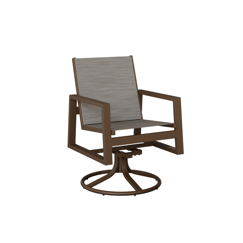 Chaise berçante pivotante en aluminium Ohlson Mesquite, Mica perle, Veine d'aluminium et de bois mesquite