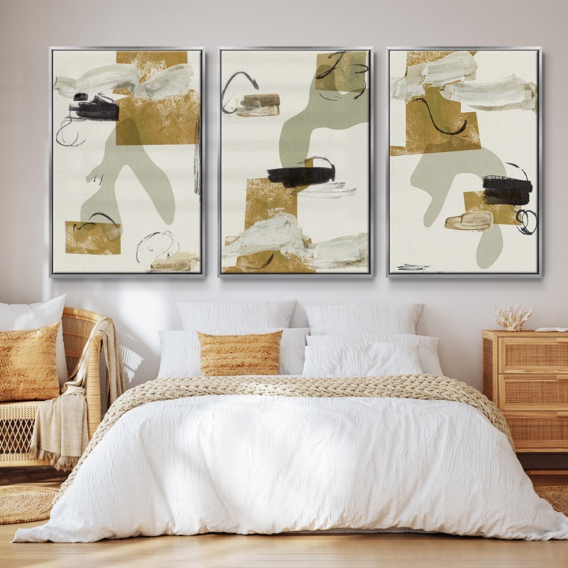 Garden Gems X, ensemble de 3 pièces encadrées sur toile, H 27 po x l 54 po, Encadrement argenté