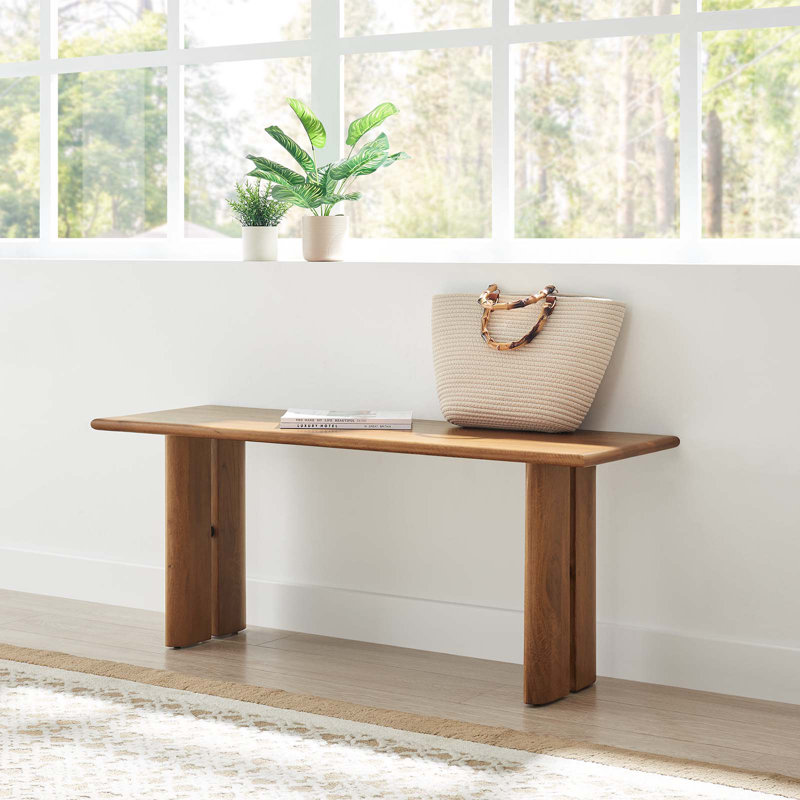 Banc en bois Amistad par Modway, H 18,5 po x l 46 po x P 15 po, Noyer