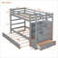 Lit superposé simple au-dessus d'un lit simple en bois massif avec lit gigogne et amp; Escalier sans sommier nécessaire pour chambre d'amis