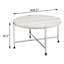 Élégante table basse industrielle - ronde, chêne blanc et placage