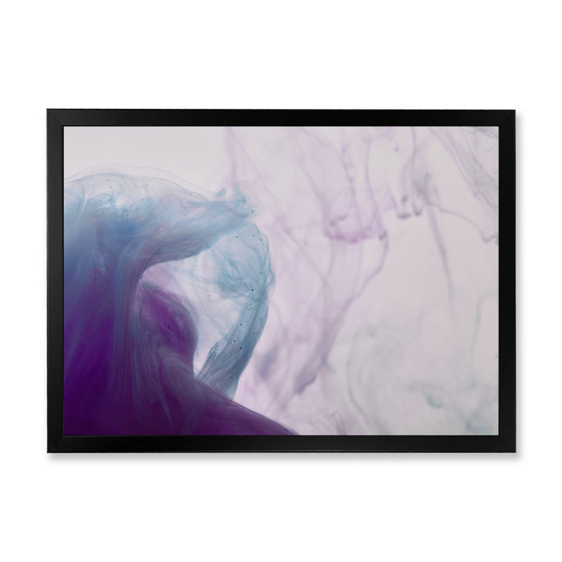 Abstrait tourbillon bleu mauve - reproduction d'art sur toile moderne, Impression noire sur toile encadrée