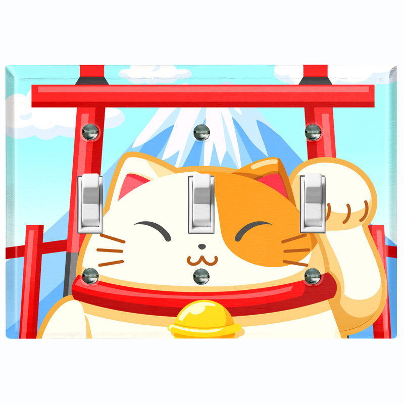 Plaque d'interrupteur en métal (Lucky Cat - Triple bascule)